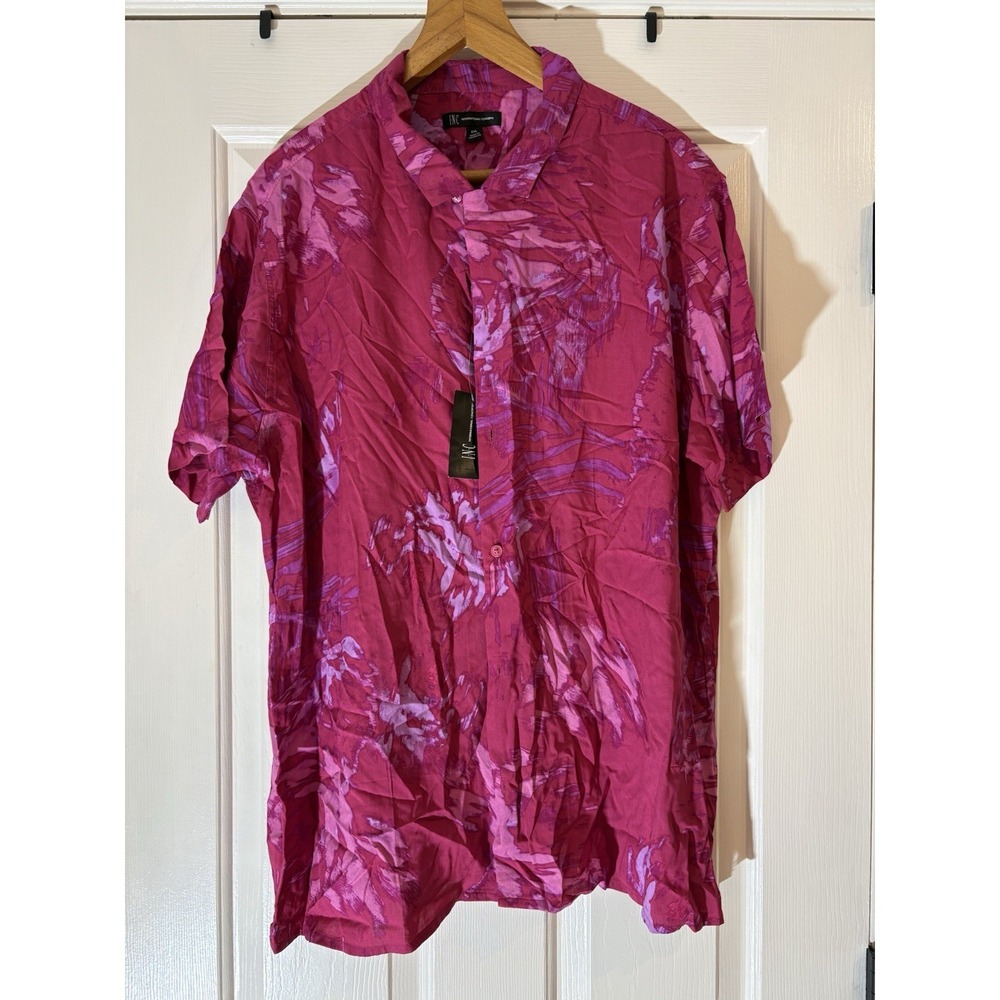 INC International Concepts Mens Short Sleeve Abstract Shirt Pink XXL 100165663MN